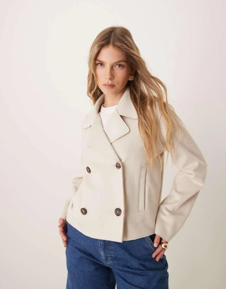 New Look New Look suedette jacket in stone 1
