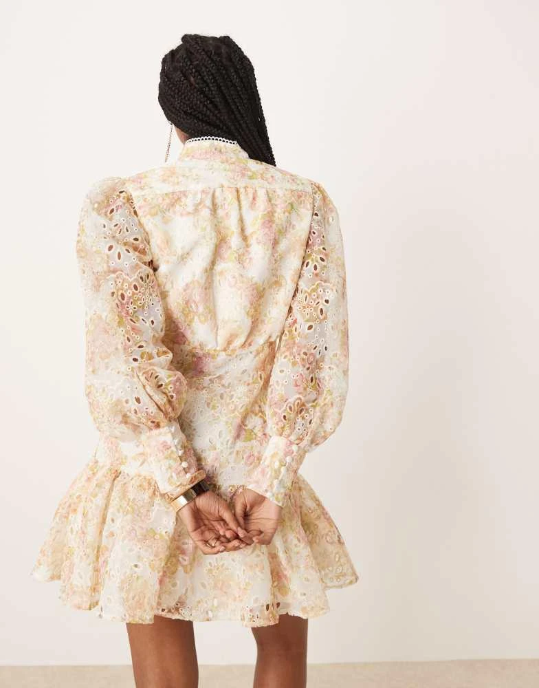 Bardot Bardot Remy mini broderie dress in apricot floral 4