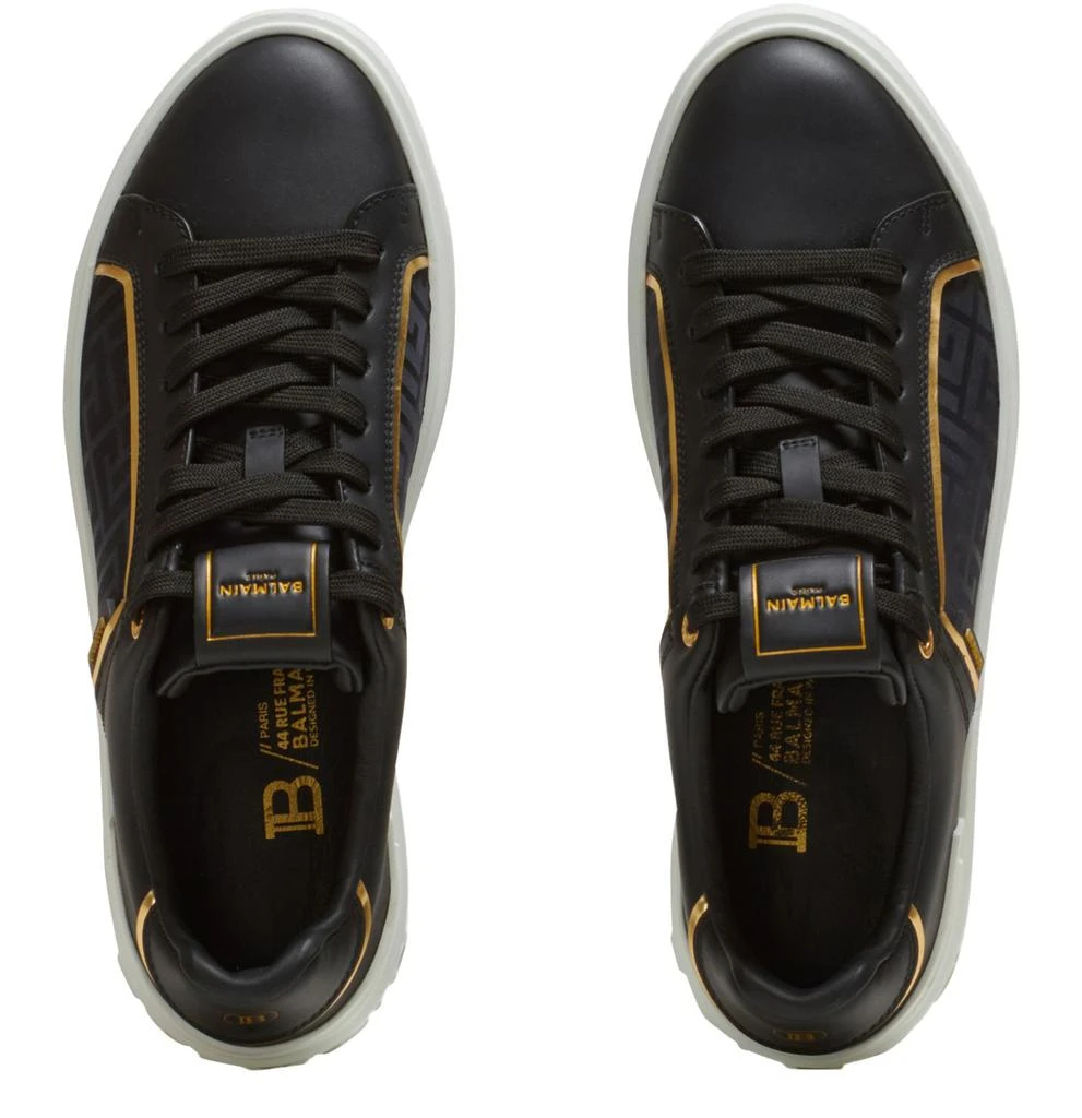 Balmain B-Court leather and nylon monogram sneakers 5