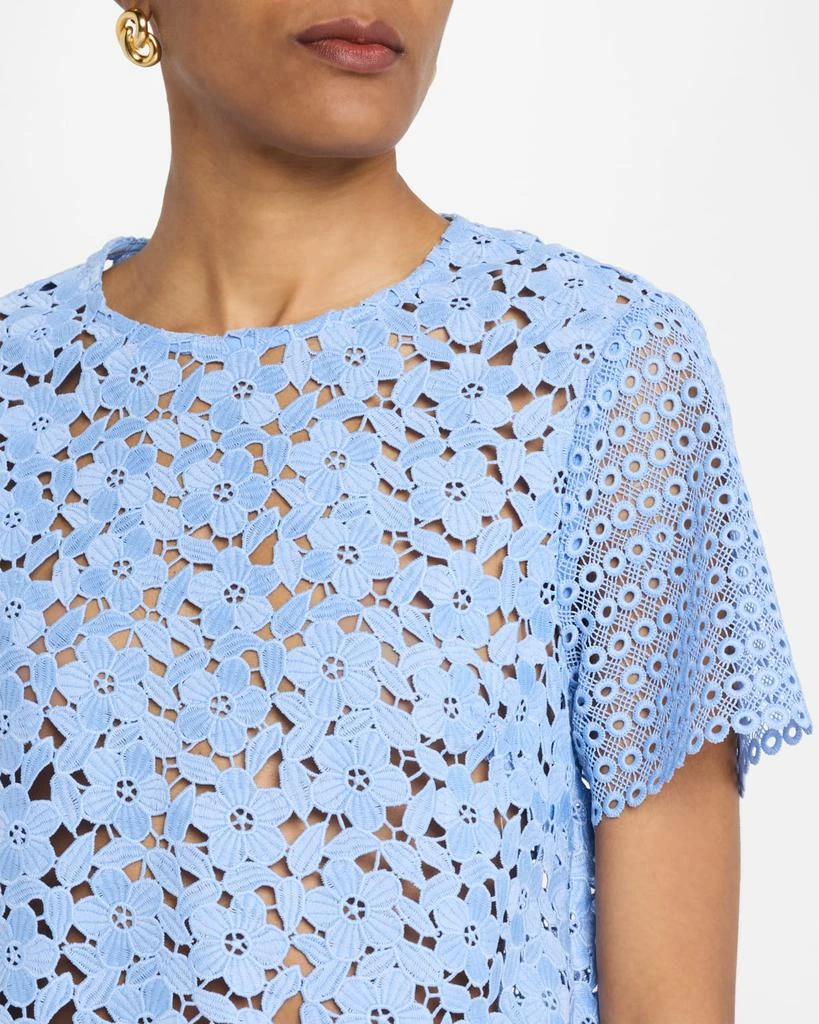 Milly Short-Sleeve Floral & Geometric Lace Top 5