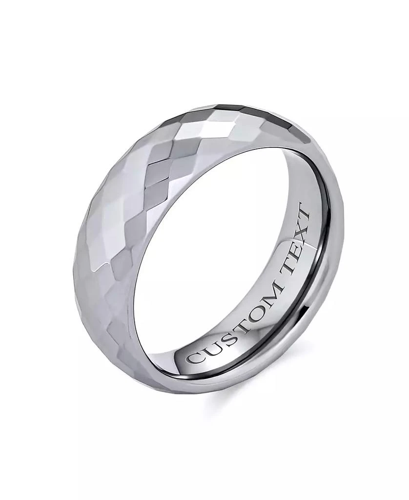 Bling Jewelry Multi Faceted Prism Cut Titanium Band Rings Tone Comfort Fit 4