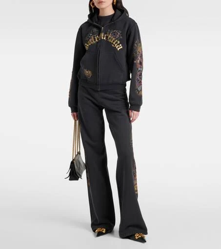 Balenciaga Tacky Tattoo distressed cotton fleece hoodie 2