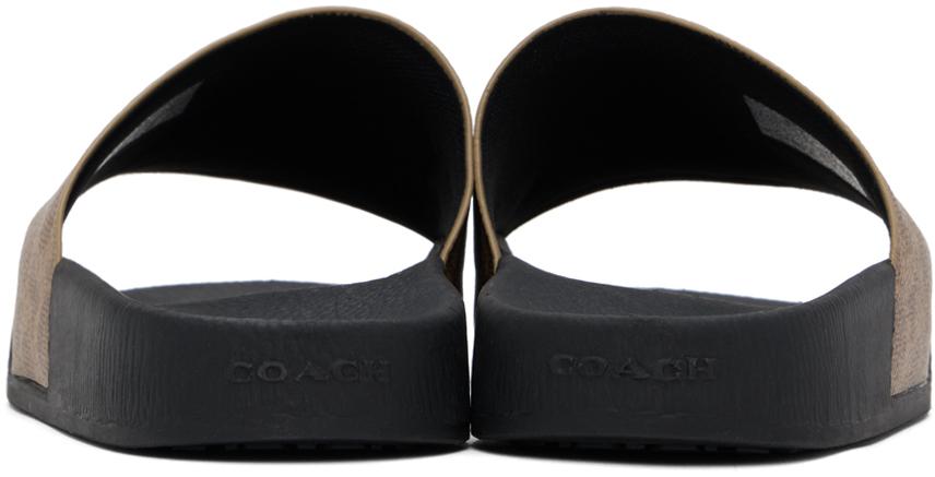 Coach Tan Coated Canvas Slides