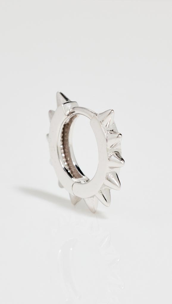 Zoe Chicco 14k White Gold Single Spiked Hinged Huggie Hoop