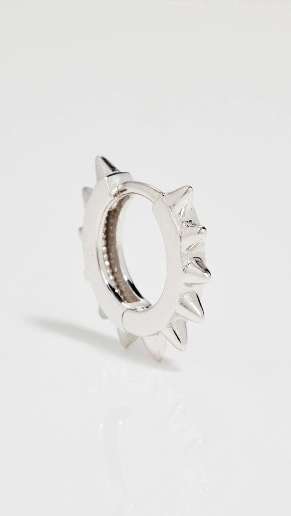 Zoe Chicco 14k White Gold Single Spiked Hinged Huggie Hoop 1
