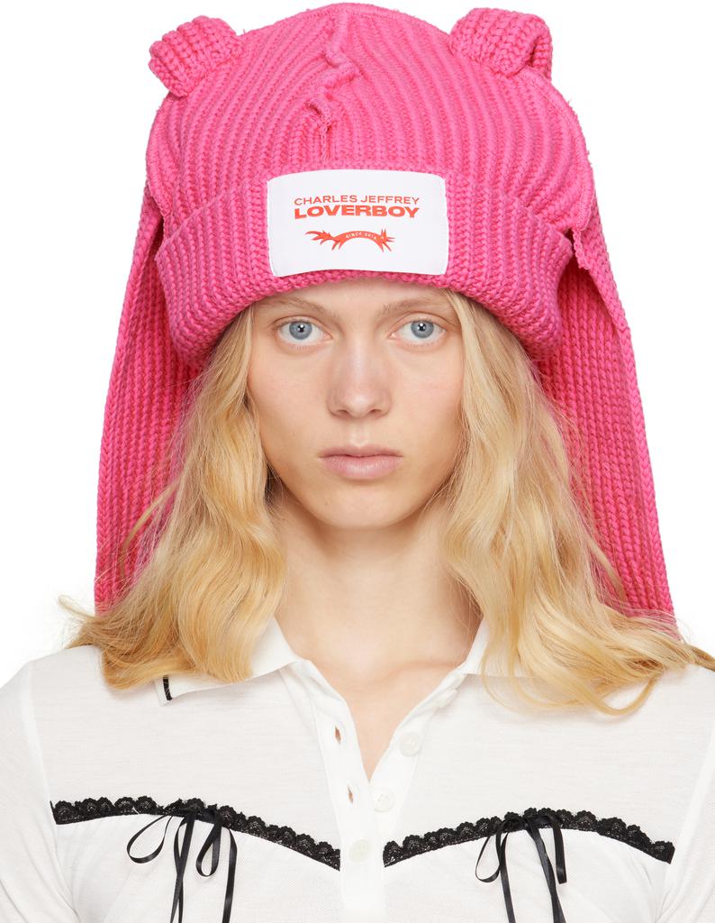 Charles Jeffrey Loverboy Black Fluffy Chunky Rabbit Beanie