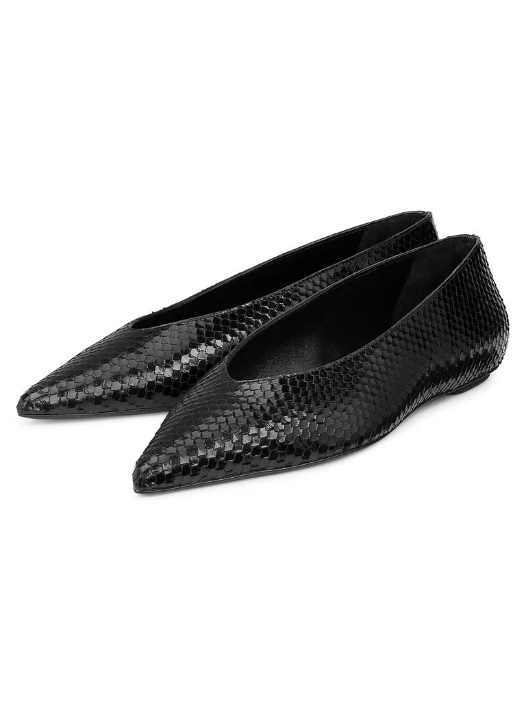 Stuart Weitzman Lina Python-Embossed Pointed Flats 2