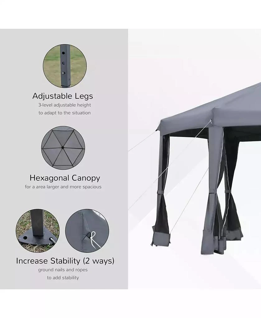 Outsunny 13
x 13
Pop Up Hexagonal Canopy Tent w/ Mesh Sidewalls, 5