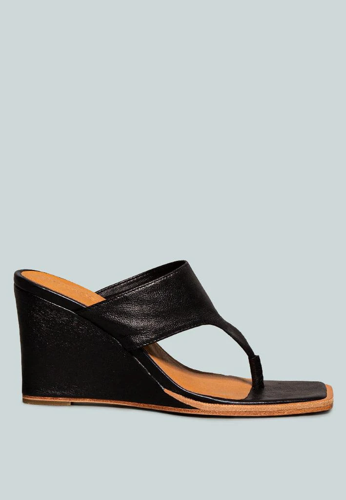 Rag & Co X ONASSIS Black Thong Wedge Sandals 5