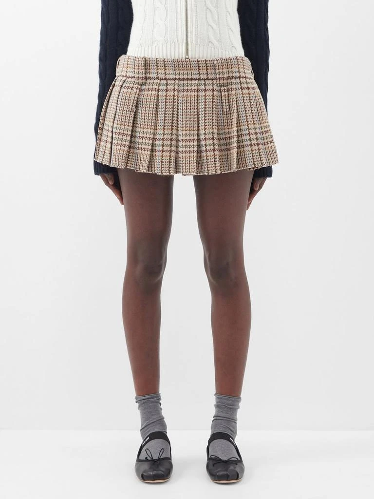 Miu Miu Pleated tartan-wool mini skirt 1
