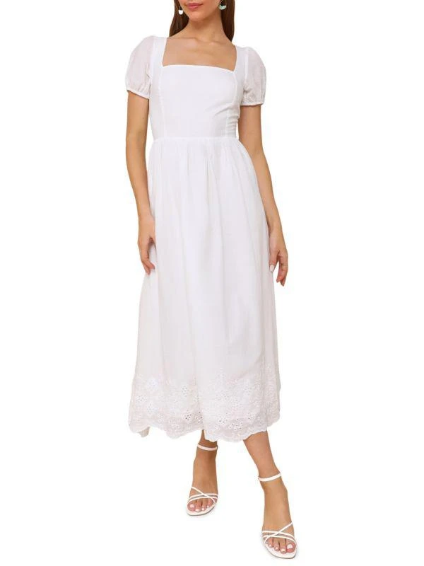 Lulus Schiffli Hem Cotton Midi-Dress 1