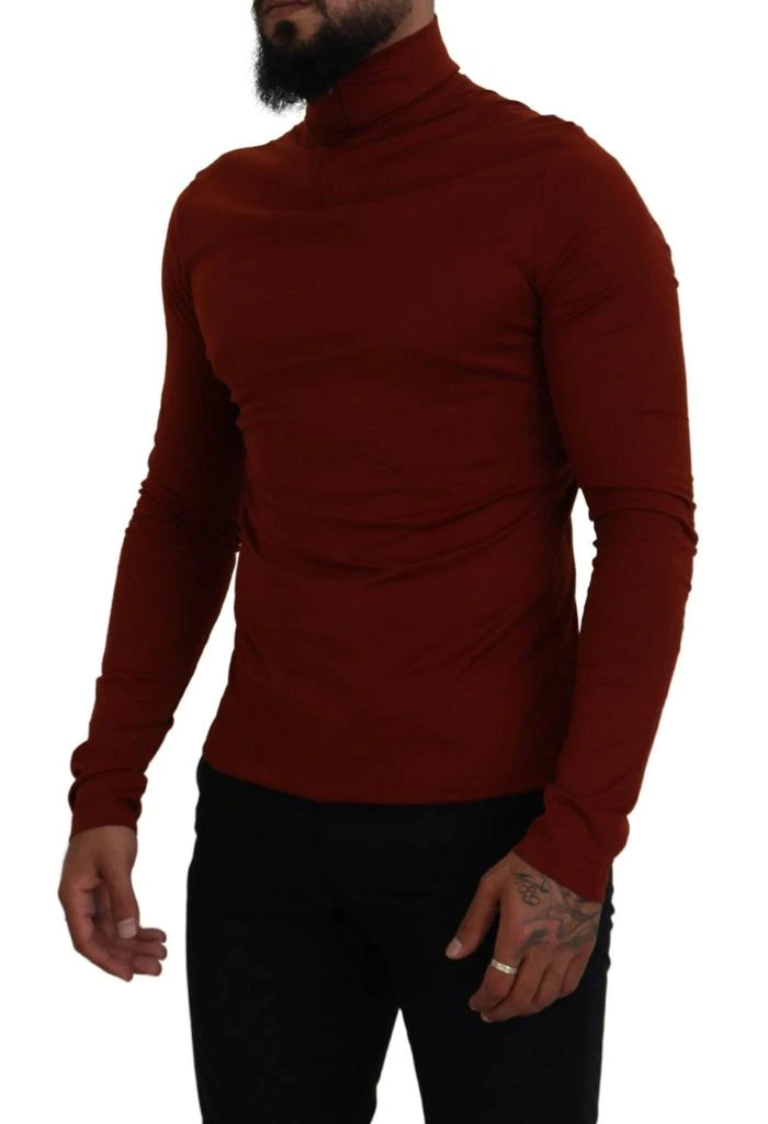 Dolce & Gabbana Maroon Cotton Turtle Neck Zip Sweater 2