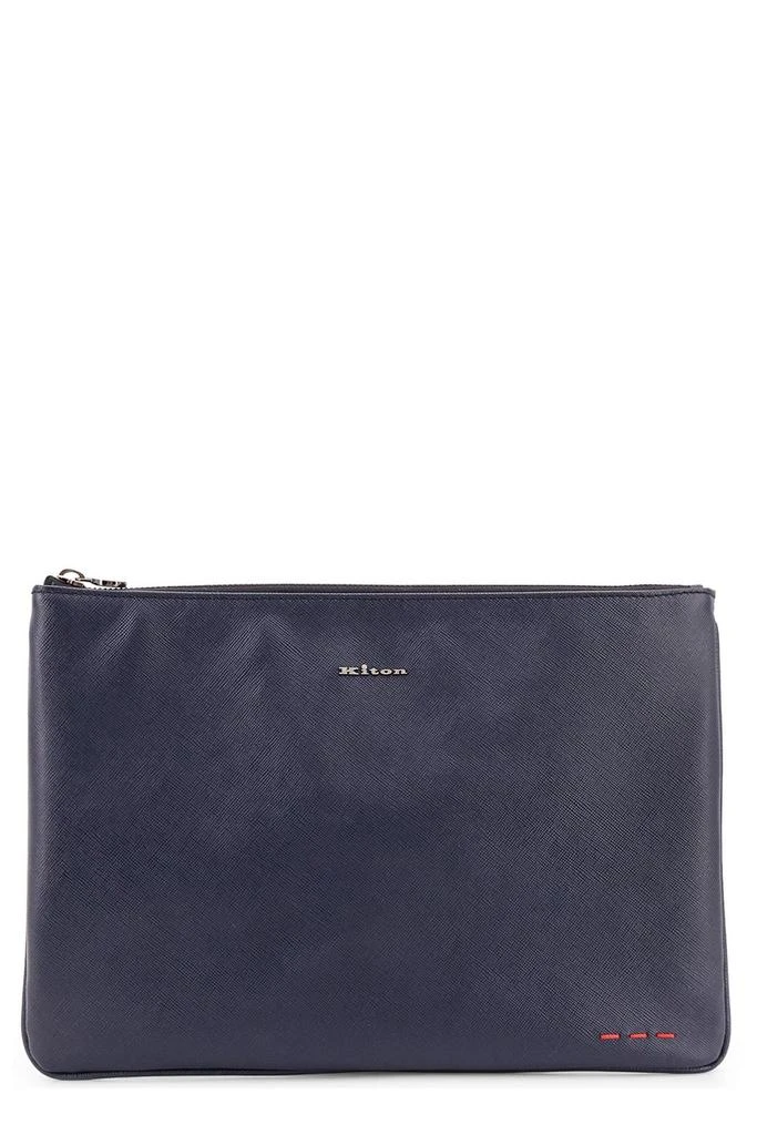 Kiton Kiton Logo Lettering Stitched Clutch Bag 1
