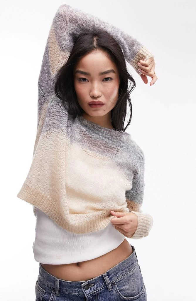 Topshop Sheer Abstract Crop Sweater 1