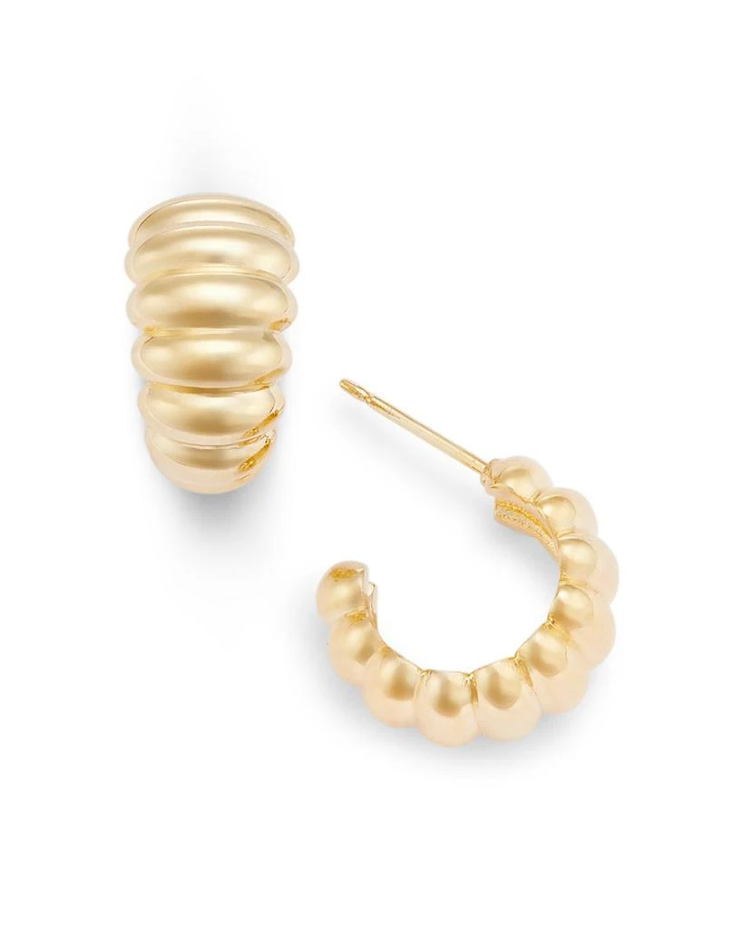 Bloomingdale's Shrimp Ridge Small Huggie Hoop Earrings in 14K Yellow Gold 3