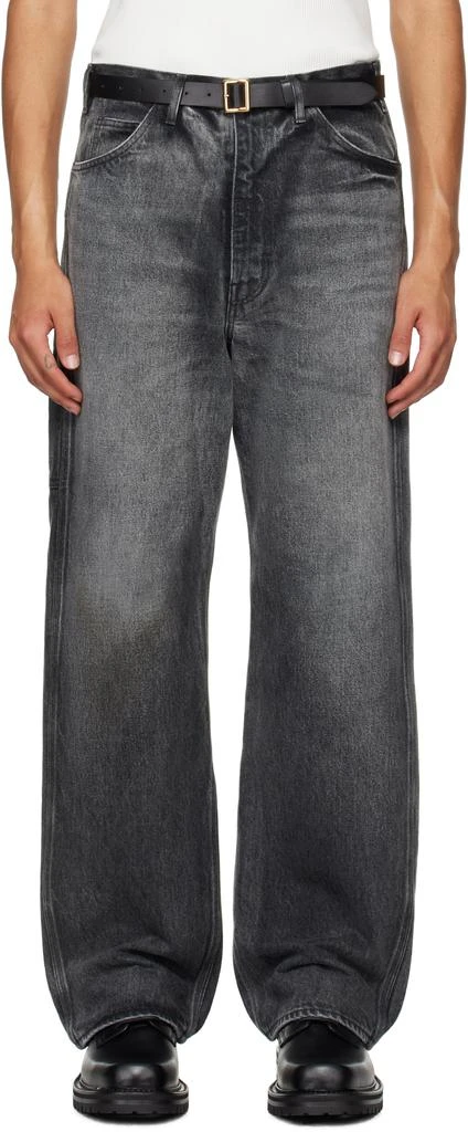 AURALEE Black Selvedge Faded Heavy Painter Jeans 1