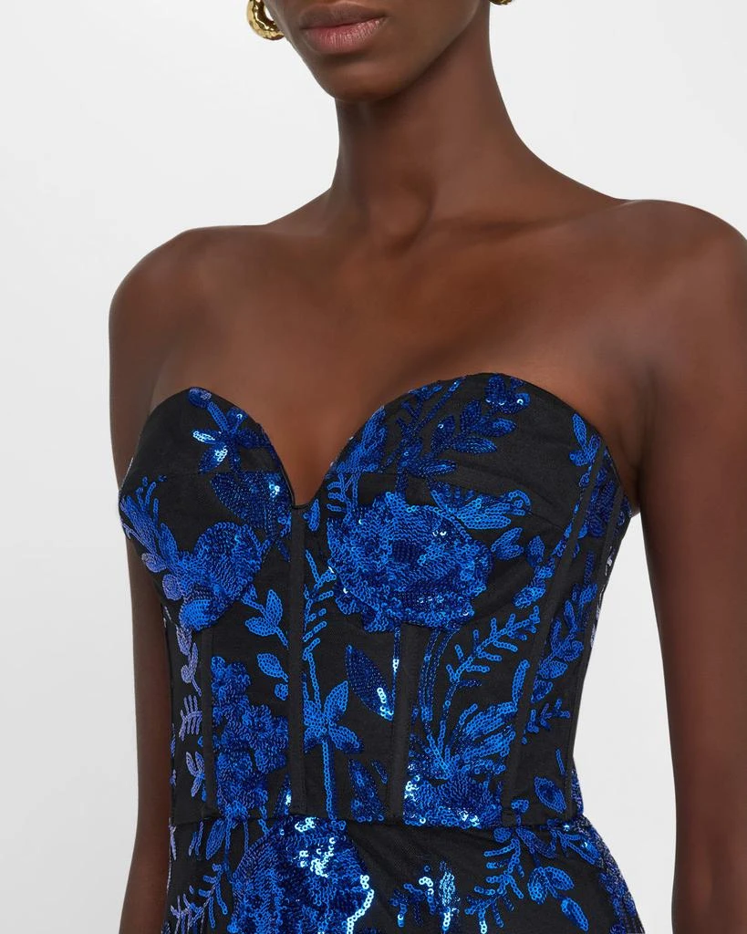 Dress the Population Black Label Carina Floral Sequin Sweetheart Midi Dress 4