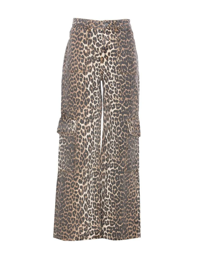 Ganni Ganni Leopard Printed Straight Leg Jeans 1
