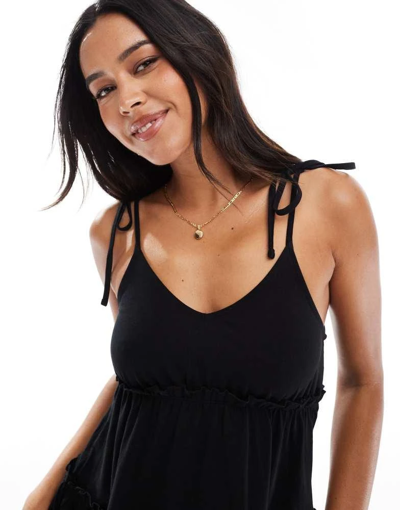 Miss Selfridge Miss Selfridge tiered smock mini dress in black 3