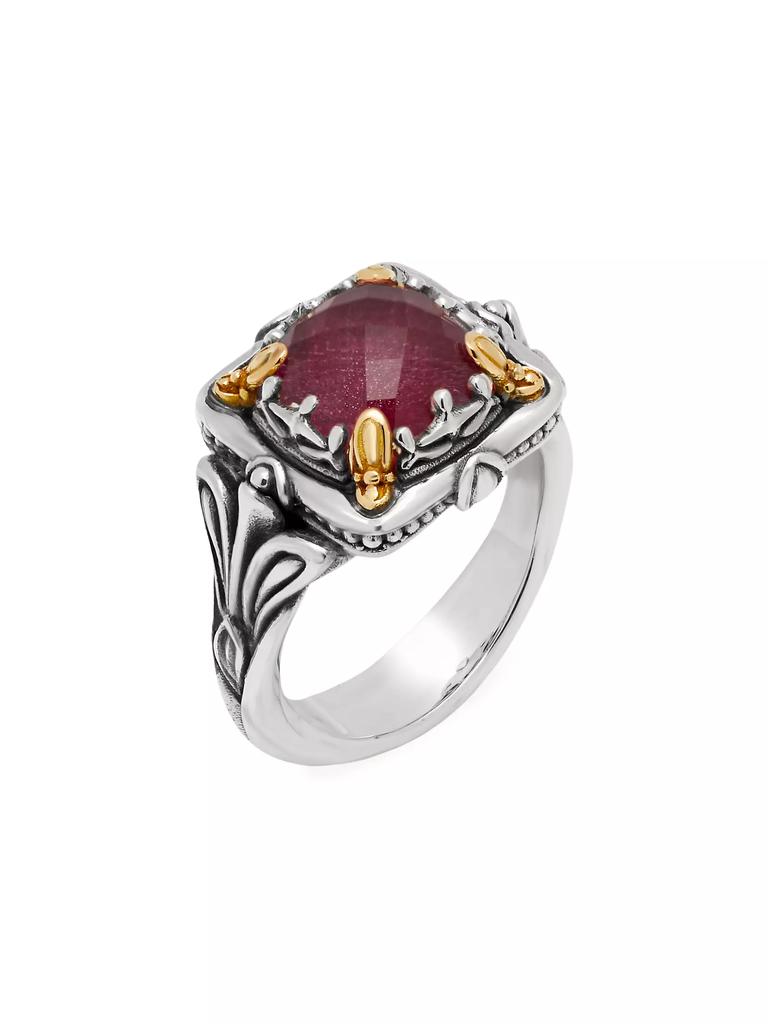 Konstantino Alcea Sterling Silver, 18K Yellow Gold &amp; Ruby Doublet Ring