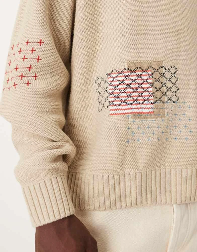 Abercrombie 
Fitch Abercrombie 
Fitch crew neck patch graphic jumper in cream 4