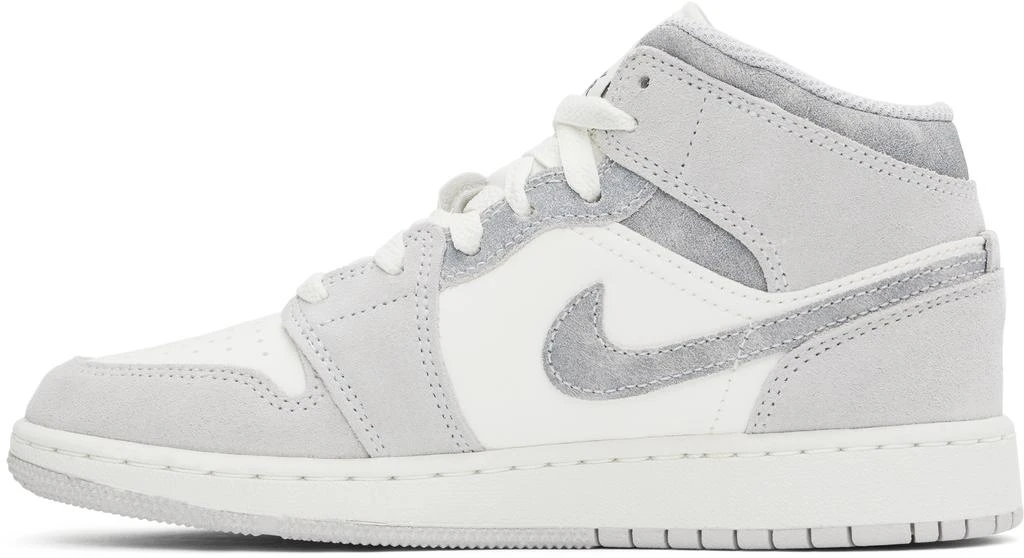 Jordan Big Kids White & Gray Air Jordan 1 Mid SE Sneakers 3