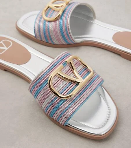 Valentino VLogo metallic leather slides 5