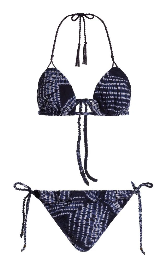 BOTEH BOTEH - Vea Shibori-Dyed Cotton Gauze Bikini Set - Blue - XS - Moda Operandi 1