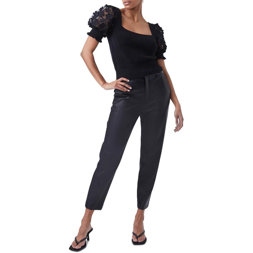 French Connection Juliet Womens Cotton Ribbed Crop Sweater