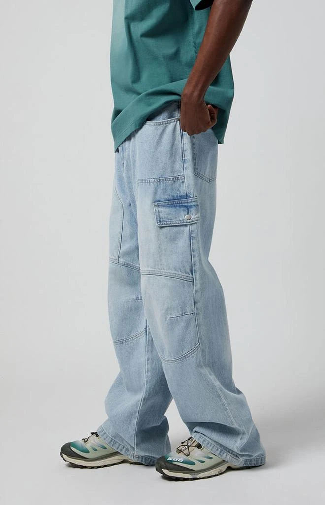 PacSun Blake Extreme Baggy Jeans Cargo Light Blue 3