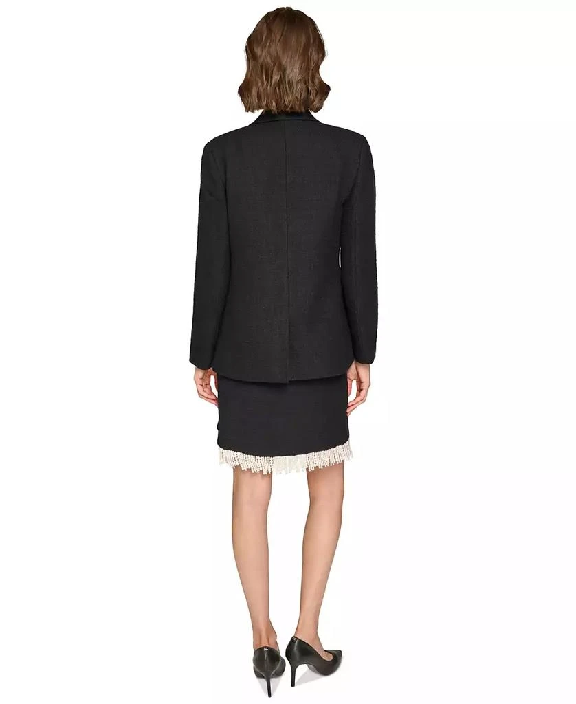 Karl Lagerfeld Paris Women's Pearl-Trim Tweed Blazer 2