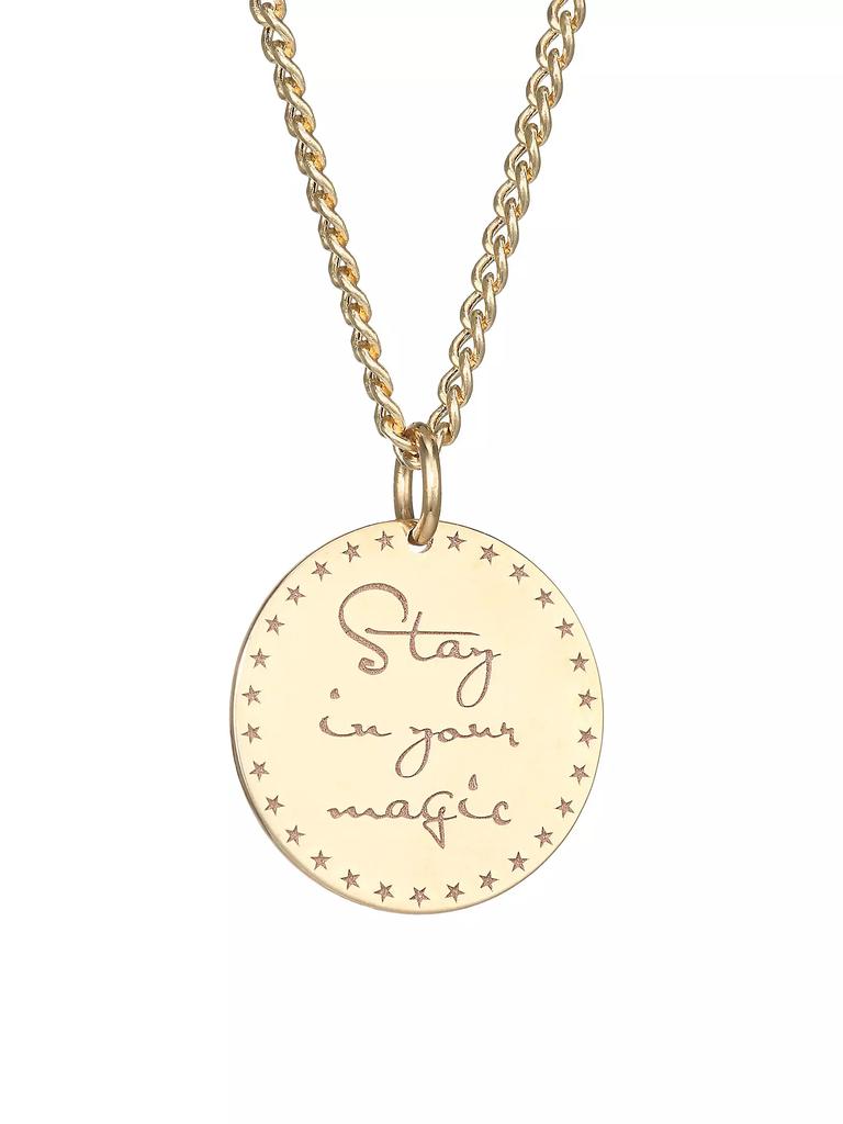 Zoë Chicco Mantras 14K Yellow Gold "Stay In Your Magic" Disc Pendant Necklace