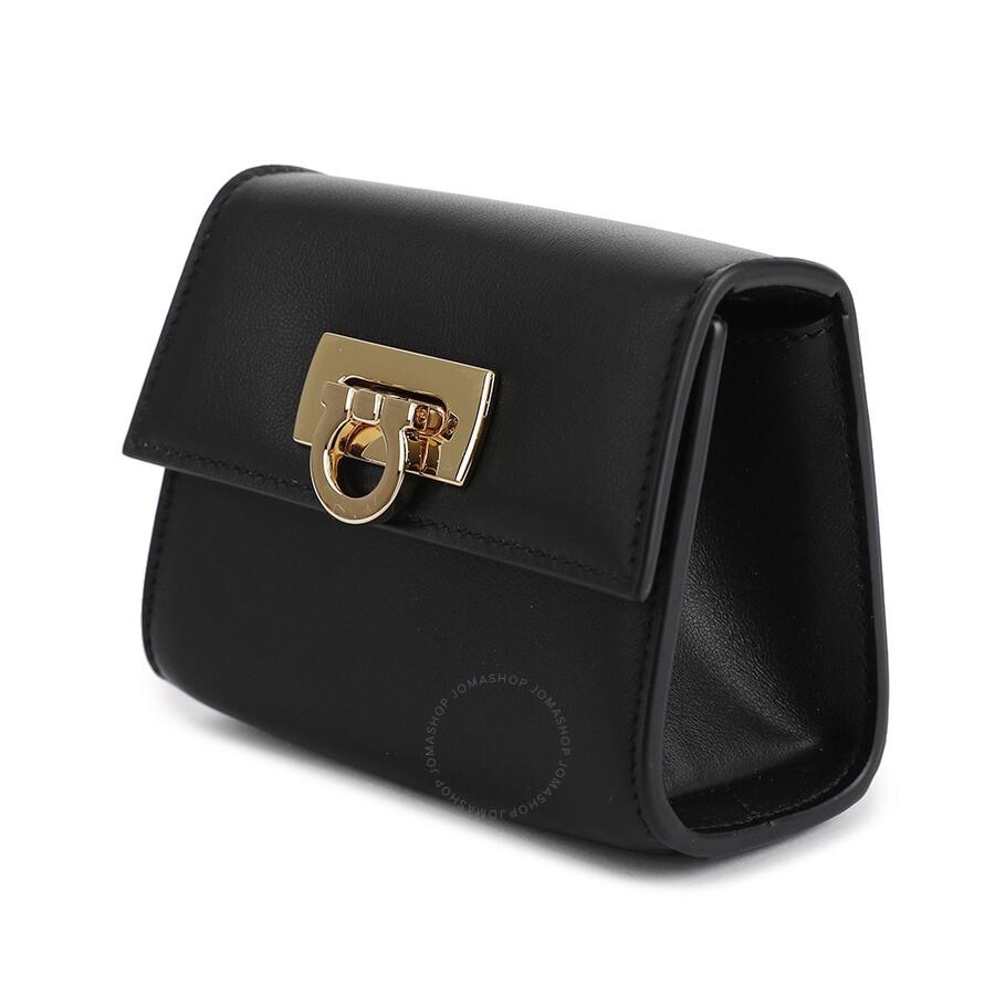 【送料&関税込】Ferragamo Wallet With Shoulder Strap Salvatore Ferragamo Black Credit Card Holder With Shoulder
