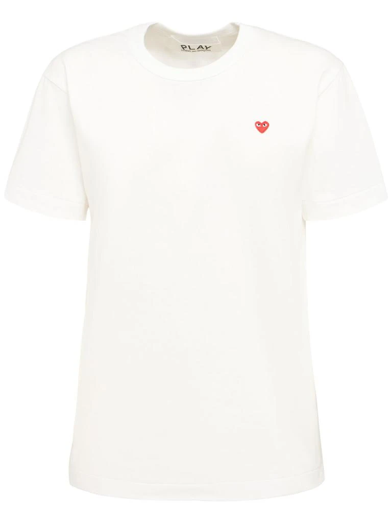 Comme des Garcons Embroidered Red Heart Cotton T-shirt 1