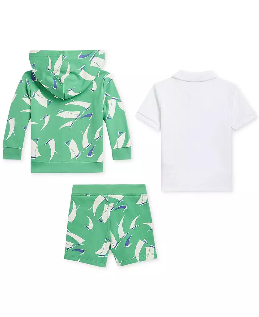 Ralph Lauren Baby Boys Sailboat-Print Hoodie, Polo Shirt & Short Set