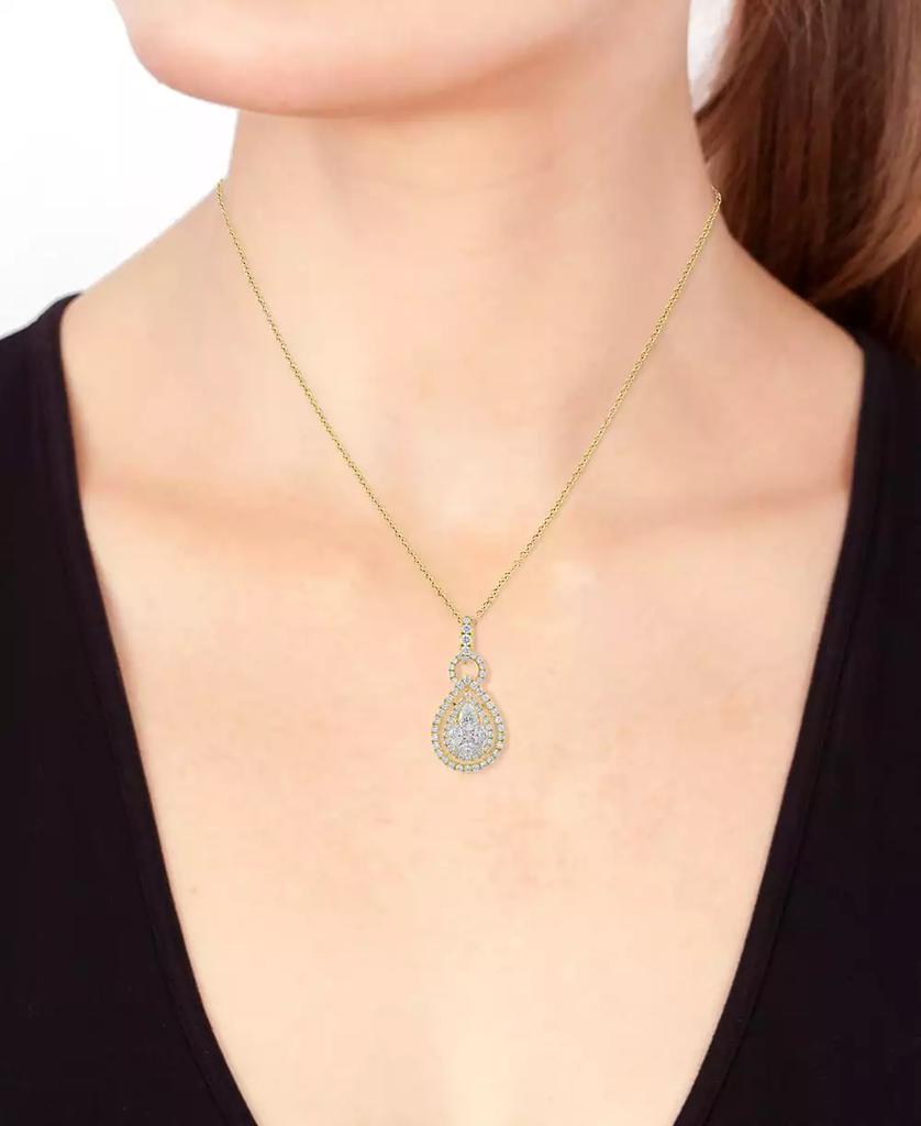 Effy EFFY® Diamond Mixed Cut Teardrop Halo 18" Pendant Necklace (1 ct. t.w.) in 14k Gold (Also in white gold)