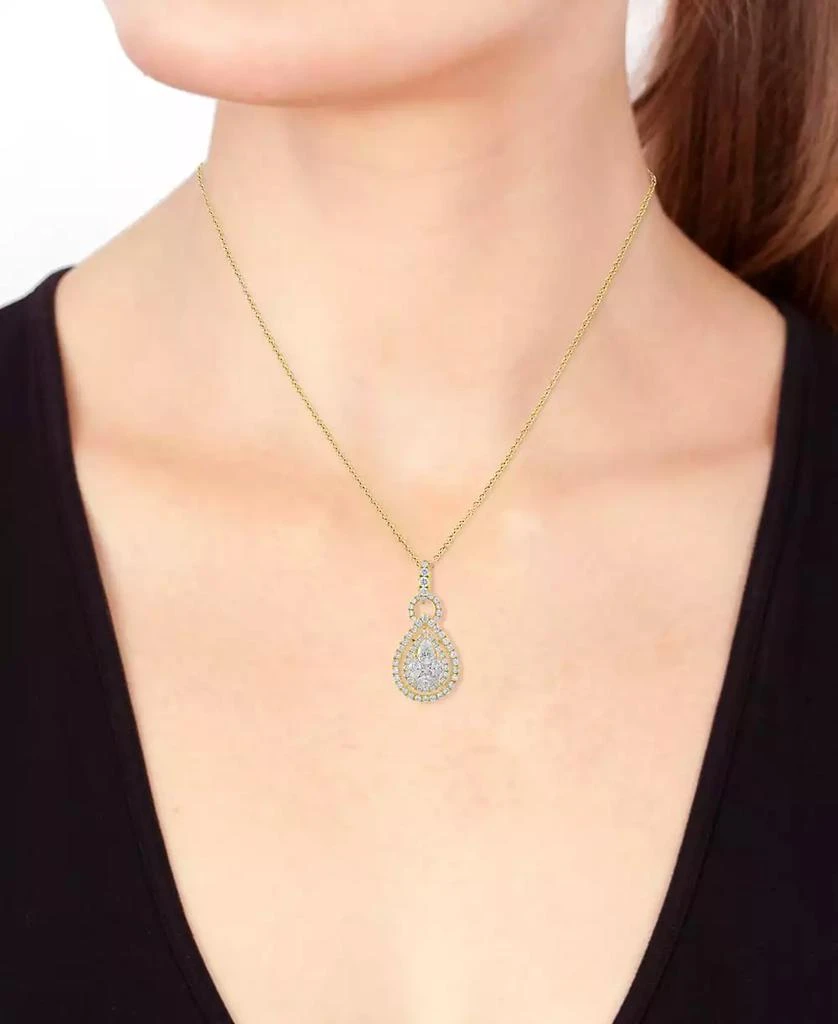 Effy EFFY® Diamond Mixed Cut Teardrop Halo 18" Pendant Necklace (1 ct. t.w.) in 14k Gold (Also in white gold) 2