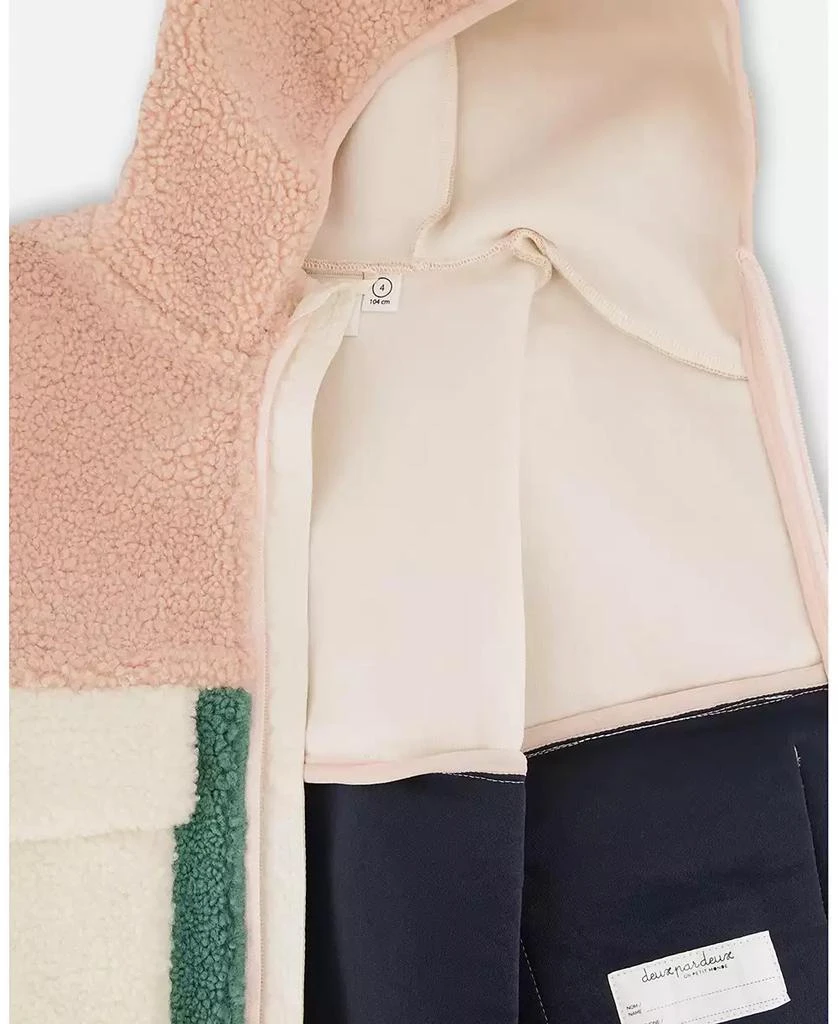 Deux par Deux Toddler Sherpa Jacket Light Pink Colorblock 4