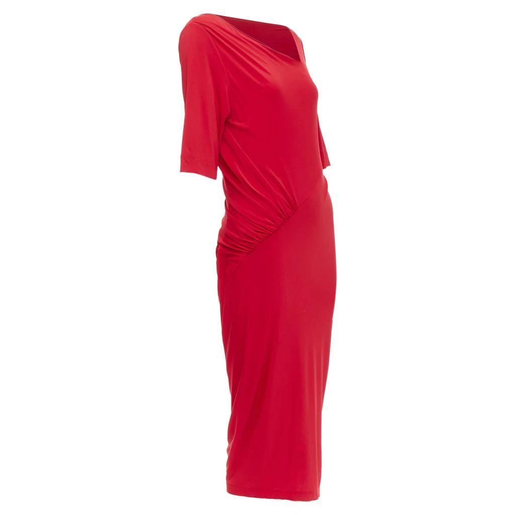 Donna Karan Asymmetric Neck Tuck Draped Midi Dress 3