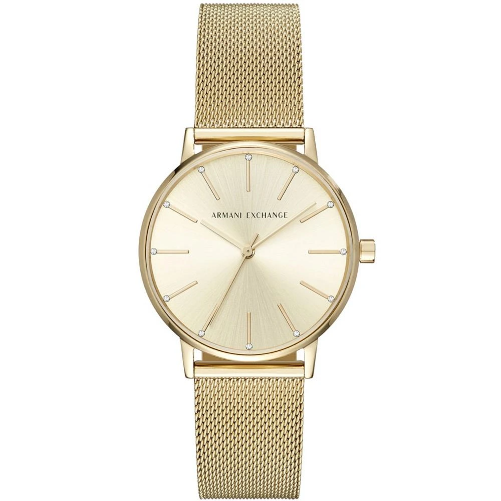 A|X Armani Exchange Women's Three-Hand Gold-Tone Stainless Steel Mesh Watch 36mm 1
