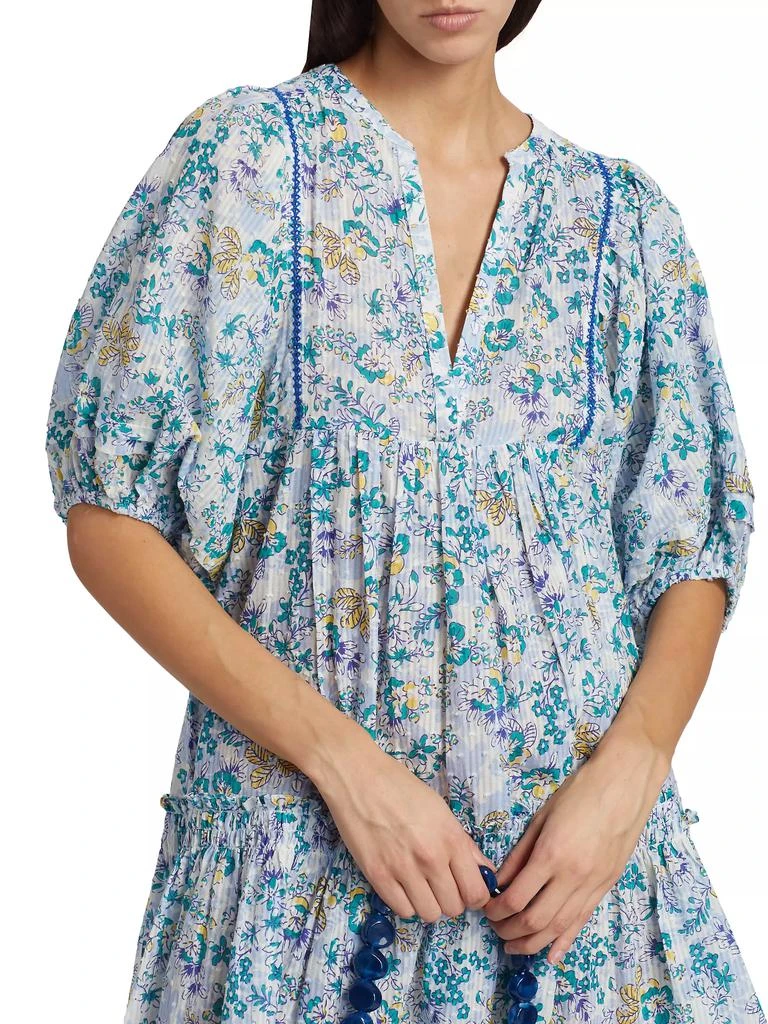 Poupette St Barth Aria Floral Swiss-Dot Minidress 6