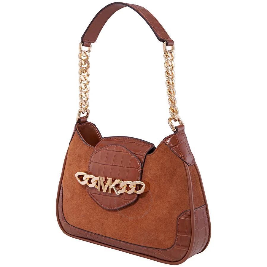 Michael Kors Brown Ladies Hally Small Suede And Crocodile Embossed Shoulder Bag 3