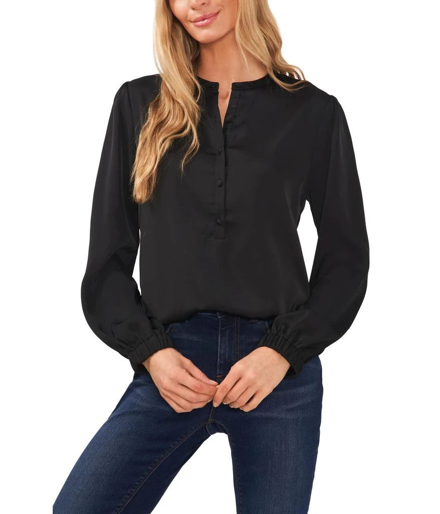 CeCe Long Sleeve Charmeuse Blouse w/ Neck Tie 1