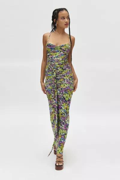 AFRM AFRM Azula Printed Mesh Ruched Front Maxi Dress