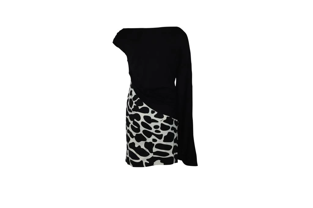 Issa One Sleeve Draped Dress in Black Silk 2
