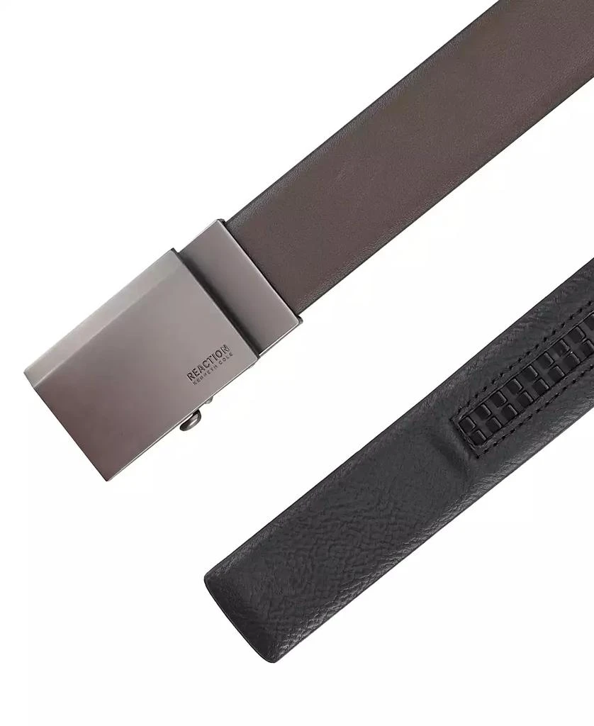 Kenneth Cole Men's Exact System Track Lock Gunmetal Plaque Buckle Belt 4