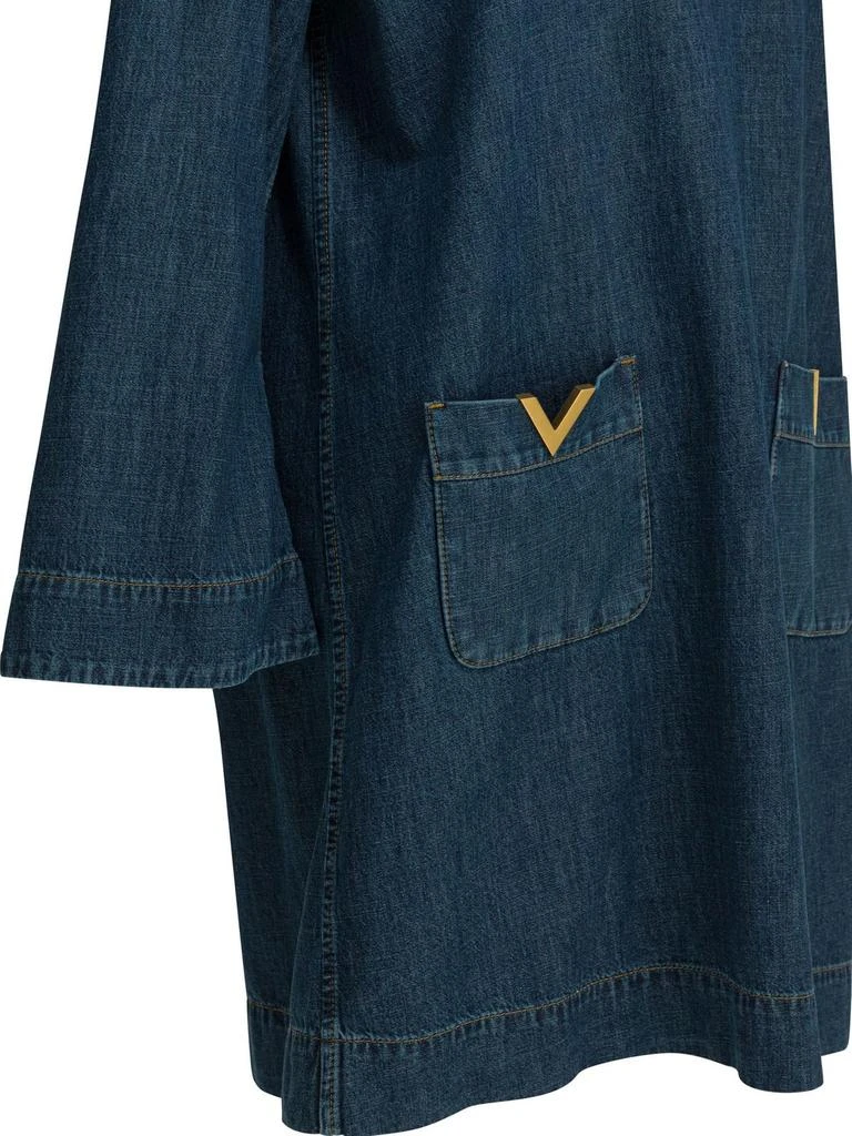 Valentino Valentino	Logo Plaque V-Neck Denim Dress 4