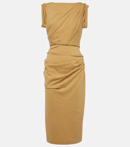 Dries Van Noten Gathered cotton jersey midi dress 1