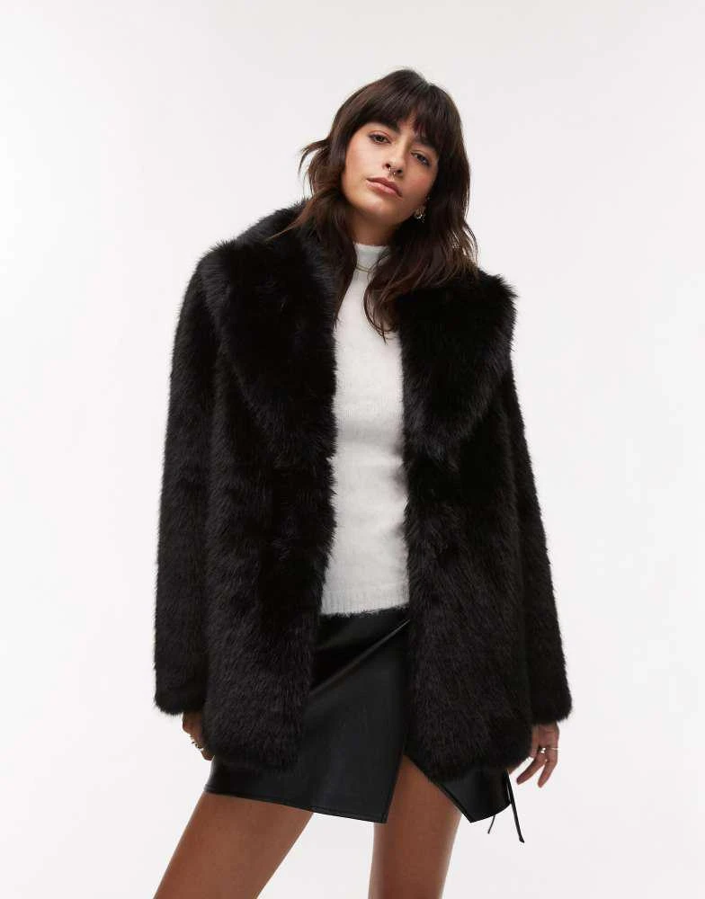Mango Mango oversized faux fur jacket in black 1
