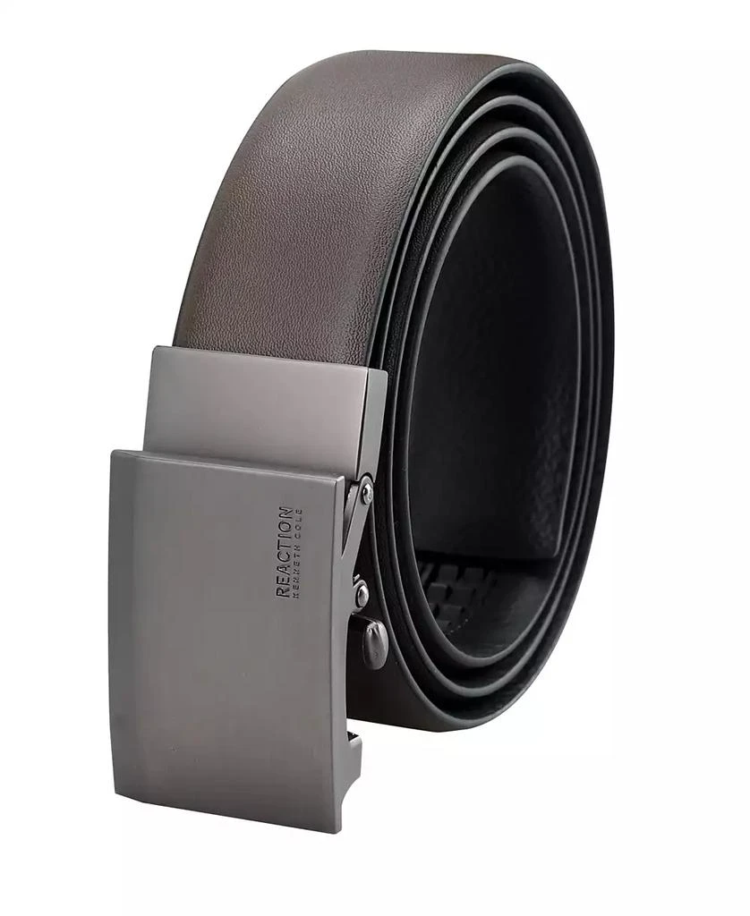 Kenneth Cole Men's Exact System Track Lock Gunmetal Plaque Buckle Belt 2